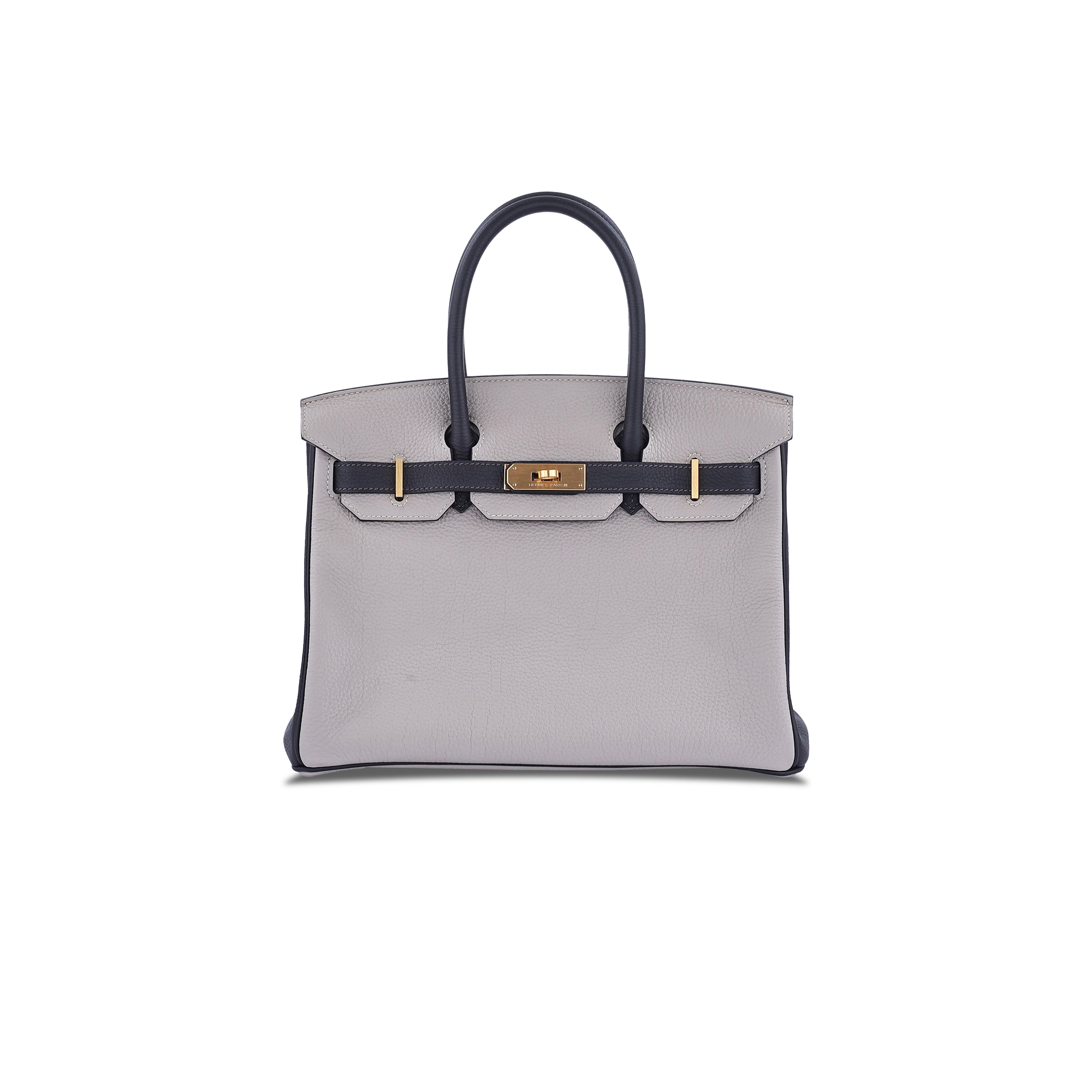 H**mes birkin 25 togo leather seagull grey and black silver buckle handbag h028365cc01 (25*20*13cm)